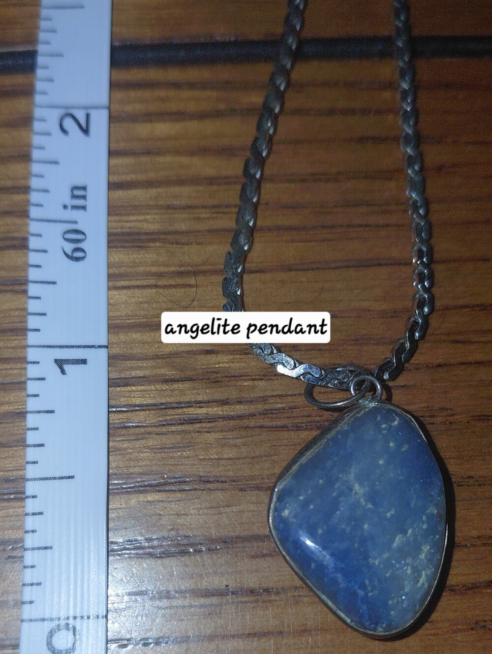 Angelite sterling silver necklace,Peruvian gem, Giftable,  Looks Like Sky/clouds